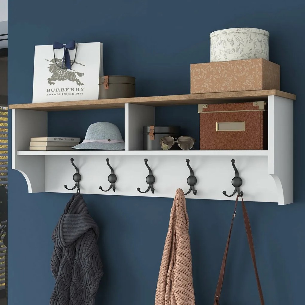 Wieszak ścienny Polo White and Walnut