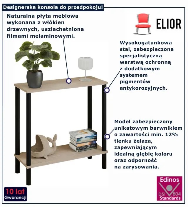 Konsola na czarnym stelażu dąb sonoma  C6-A24