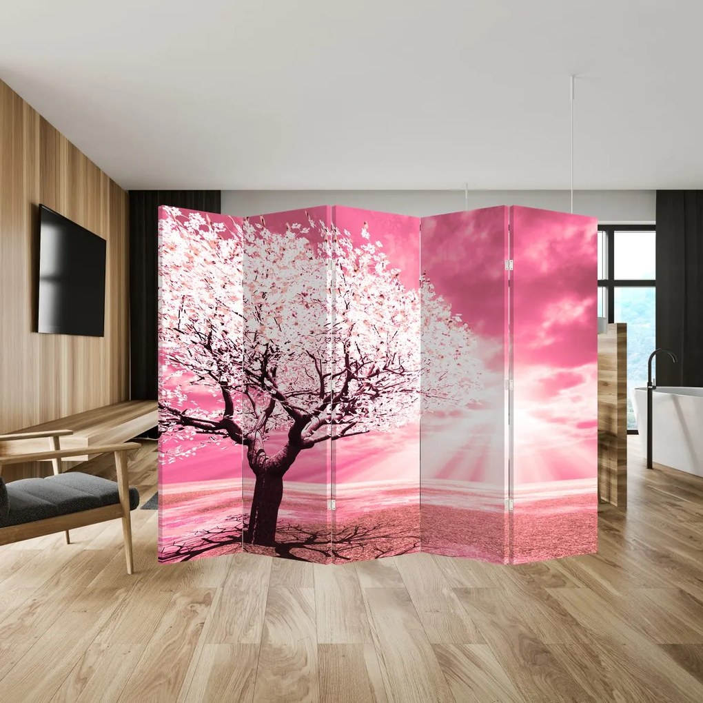 Parawan - Różowe drzewo (210x170 cm)