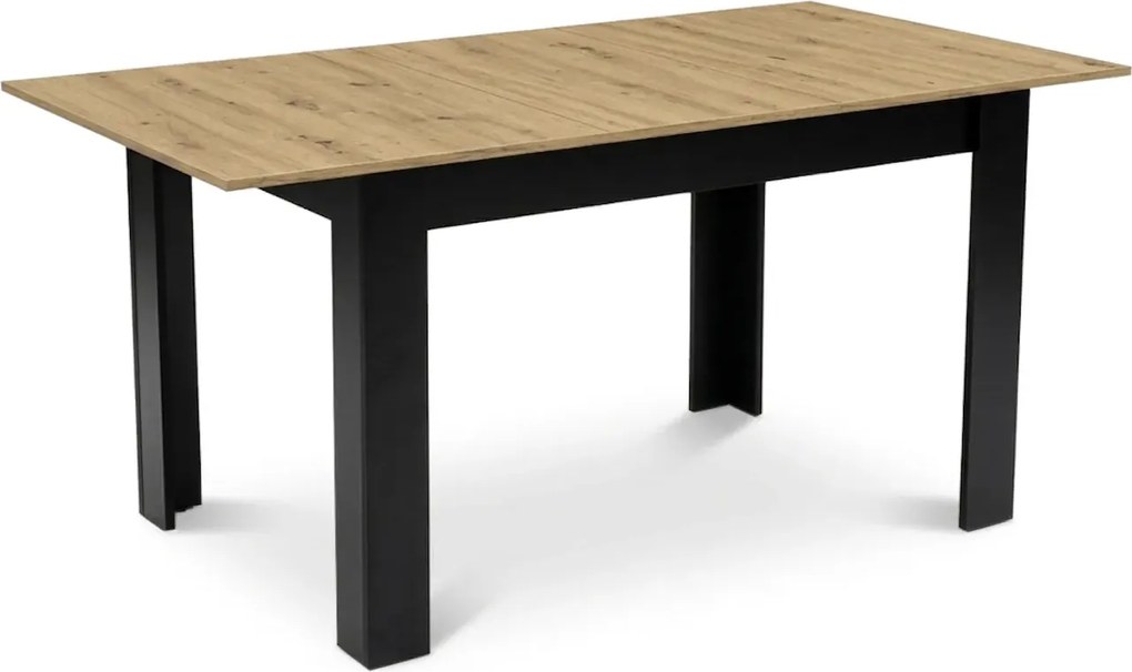Prostokątny stół rozkładany dąb artisan + czarny P2-A71