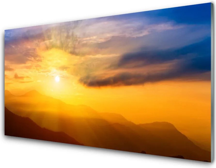 Szkło Dekoracyjne do Kuchni Szczyty Gór w Słońcu