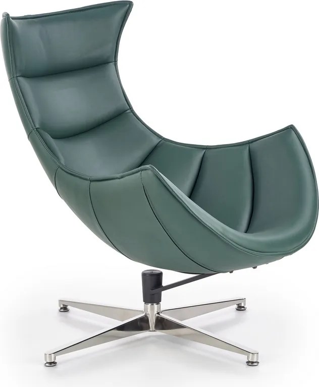 Zielony fotel wypoczynkowy ze skóry Luxor