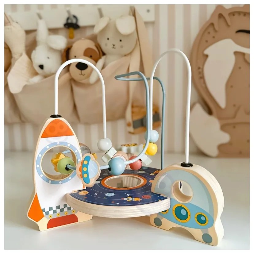 Tooky toy drewniana rakieta pętla motoryczna labirynt