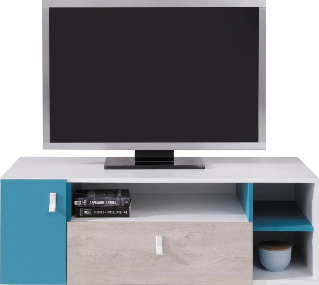 Szafka RTV stojąca ISEO 120 cm do Salonu pod Telewizor 1 Szuflada - Biały