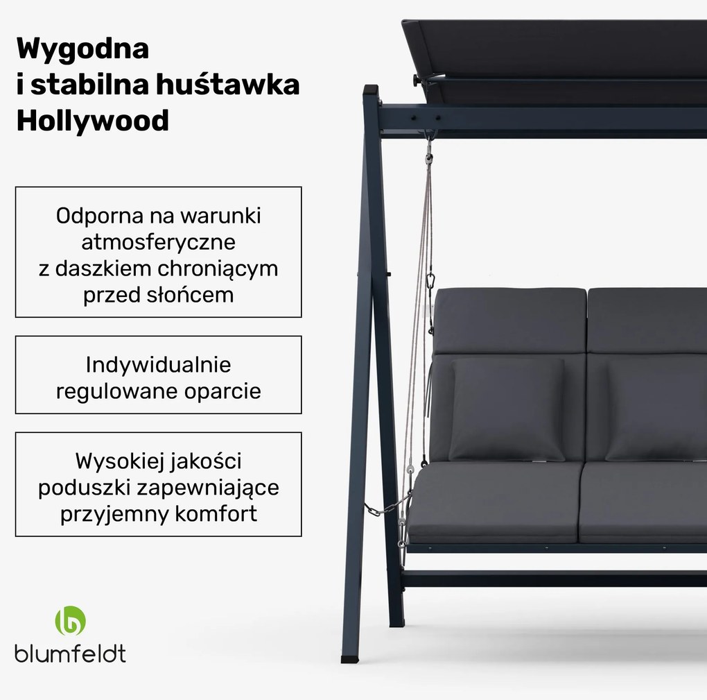 Blumfeldt FlexiSwing Huśtawka ogrodowa w stylu Hollywood
