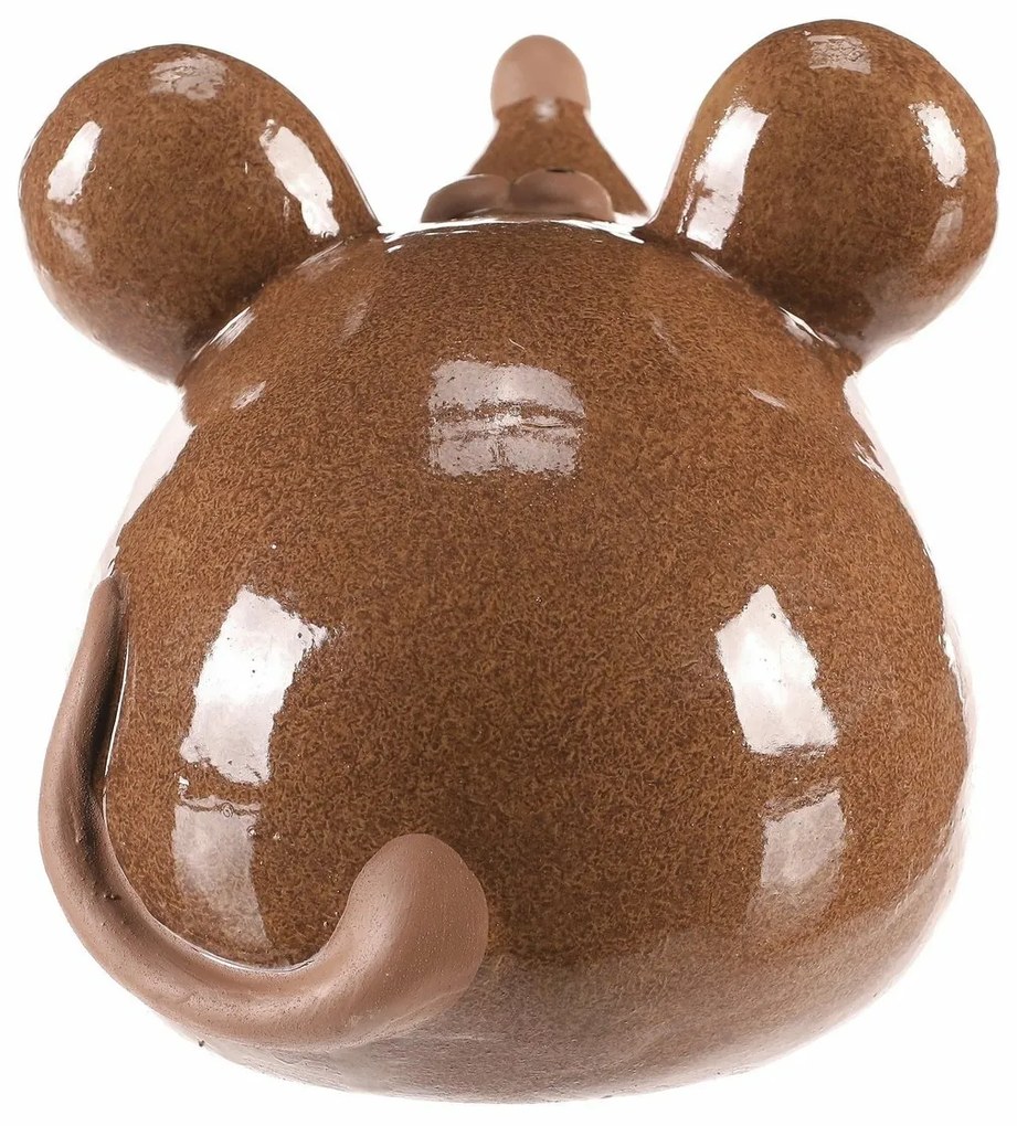 Dekoracja ceramiczna Mysz, 17 x 14 x 14 cm,brązowa, 17 cm