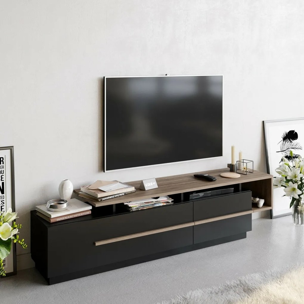 Stolik pod telewizor Pia Black and Walnut