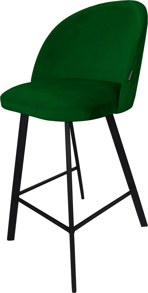 Hoker Colin krzesło barowe tkanina Welur podstawa metalowa : Kolor nogi - Czarna profil, Kolor tkaniny - VELVET - MG25, Typ siedziska - Siedzisko stałe