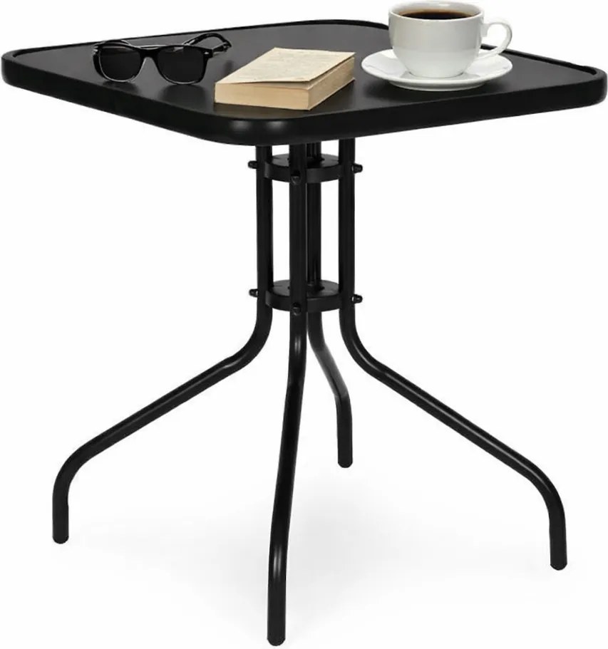 Stolik ogrodowy, balkonowy 60x60 cm Torello 073-1, czarny, kwadratowy