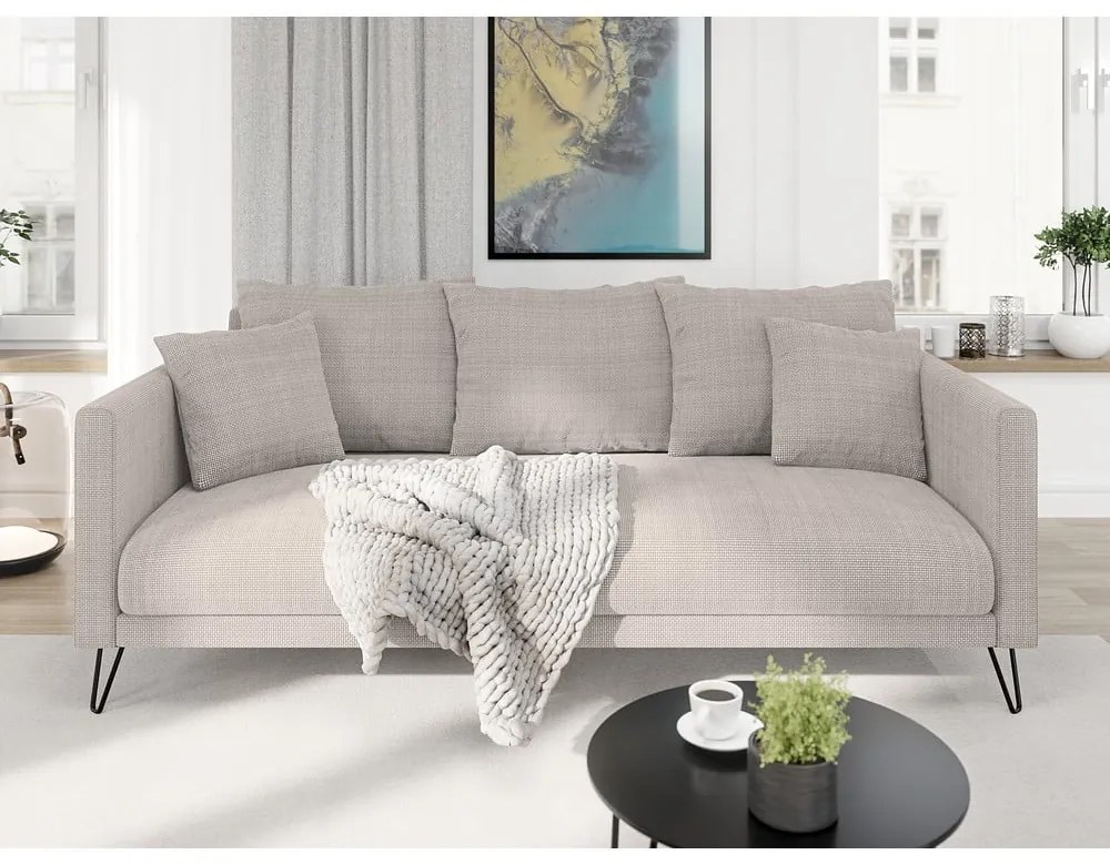 Jasnobrązowa sofa z tkaniny szenilowej 200 cm Freya – Ropez