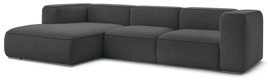 Ciemnoszary narożnik z materiału bouclé (lewostronny) Zephyr – Bobochic Paris