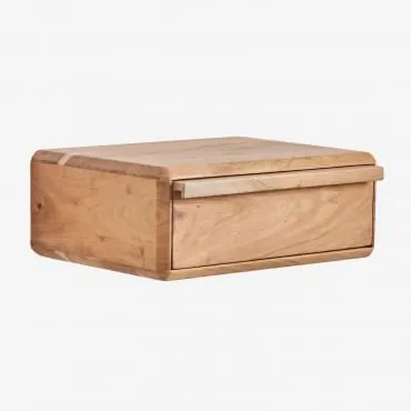 Pack 2 Wiszących Szafek Nocnych 40x30 Cm Z Drewna Akacjowego Nordilan Rustykalny Brąz Akacjowy - Sklum