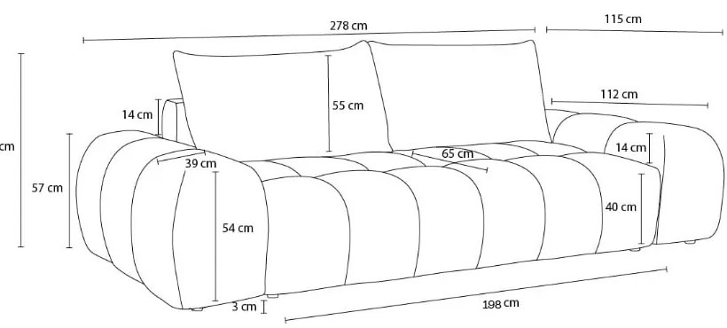 Biała sofa z tkaniny szenilowej 278 cm Everest – Bobochic Paris