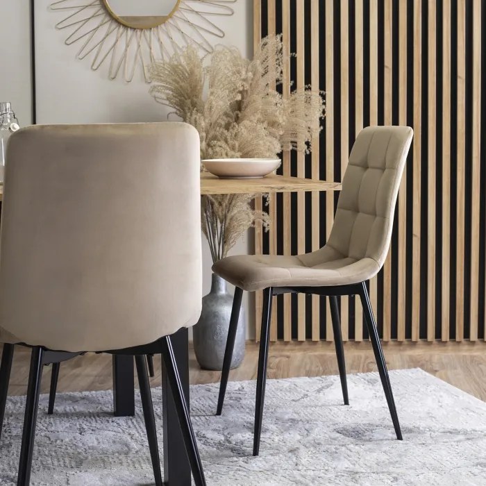 Krzesło Tapicerowane do Jadalni PERU Beżowe Welurowe Nowoczesne Loft