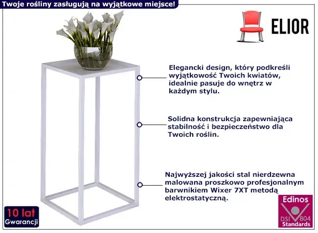 Biały stojak na kwiaty z metalowym stelażem D5-W17