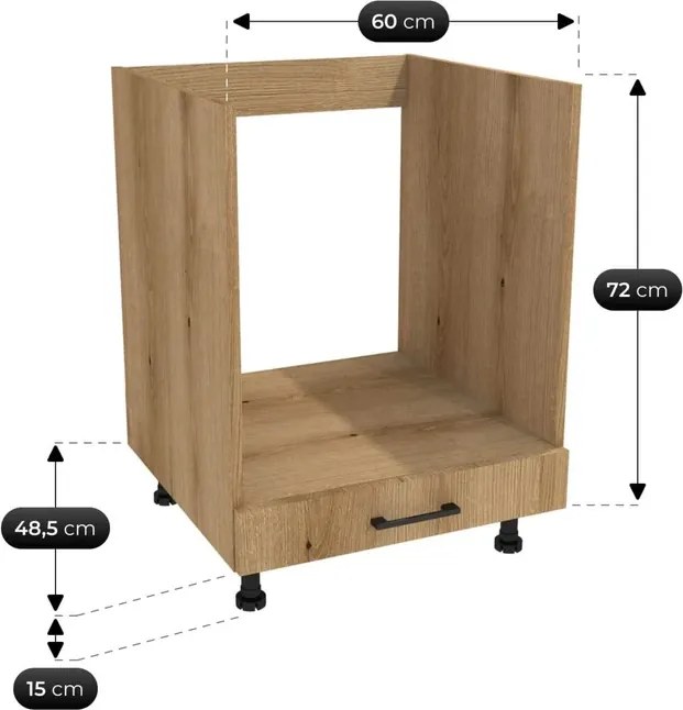 Zestaw Mebli Kuchennych MODERN 200 cm Dąb Evoke/Czarny Loftowy