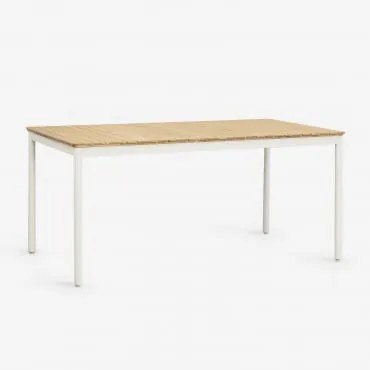 Prostokątny Stół Ogrodowy 160x90 Cm Ze Stali I Drewna Akacjowego Artus Lodowata Biel - Sklum