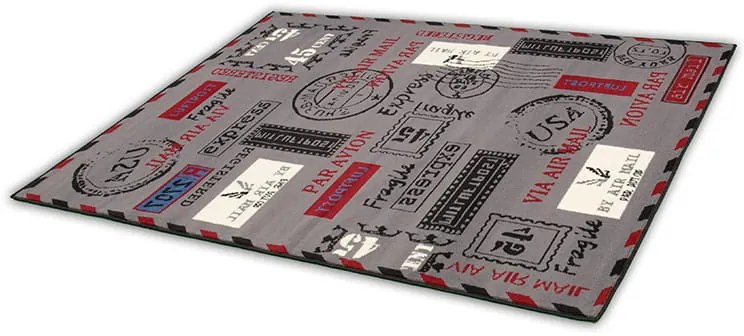 Dywan nowoczesny Poczta Szaro Czarny 140 cm x 200 cm