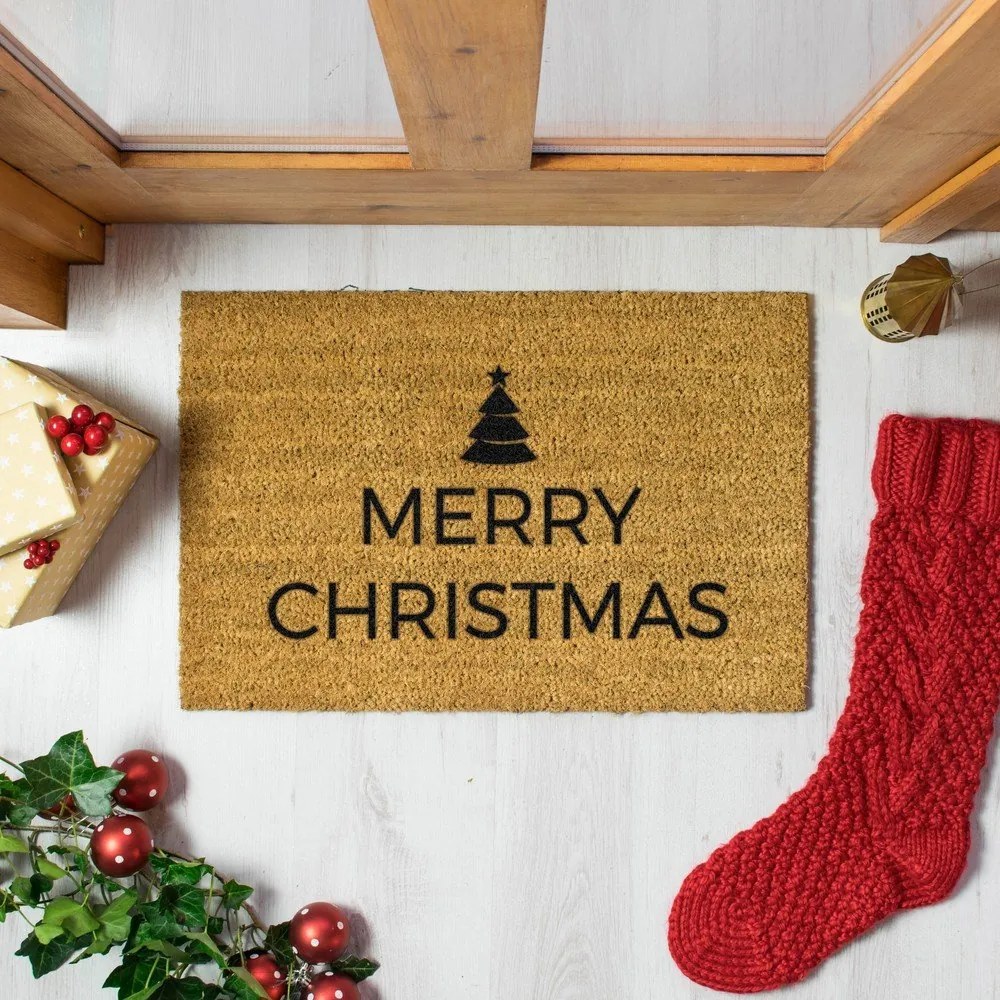 Wycieraczka ze świątecznym motywem z włókna kokosowego 40x60 cm Merry Christmas – Artsy Doormats