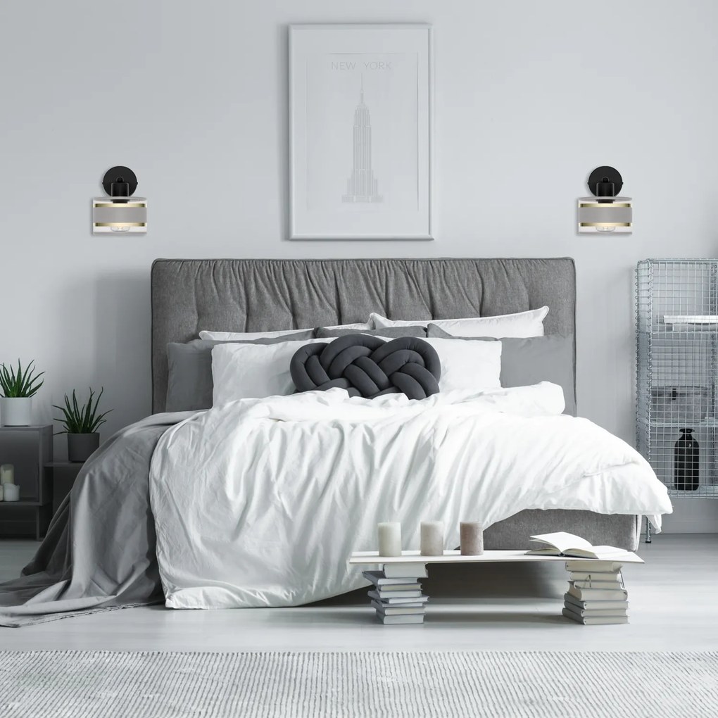 Czarny kinkiet LED z szarym abażurem WD-TI-1010SC-GR jednopunktowy ind