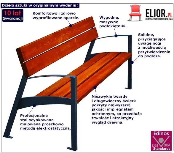 Ławka parkowa Ambra 2X 150 cm - 84 kolory
