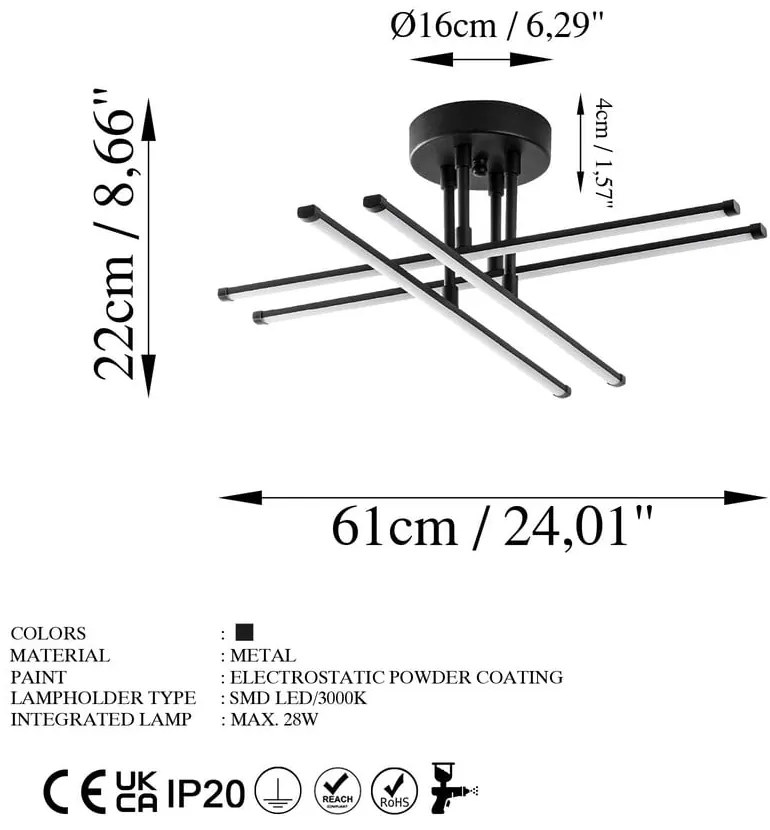 Czarna lampa sufitowa LED Exhaust – Opviq lights