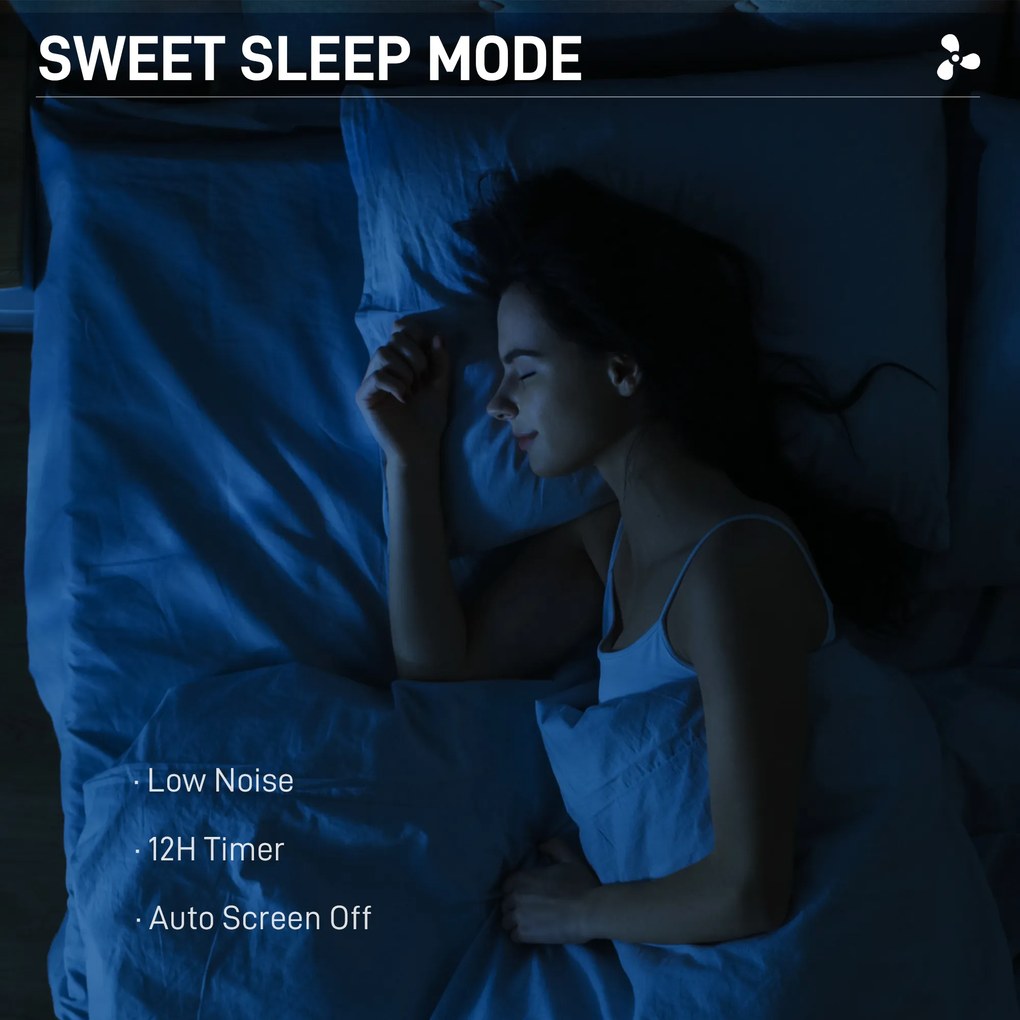 HOMCOM Wentylator stojący cichy z pilotem, 3 tryby pracy, 28 prędkości, funkcja przeciw komarom i oscylacja, czarny | Aosom PL