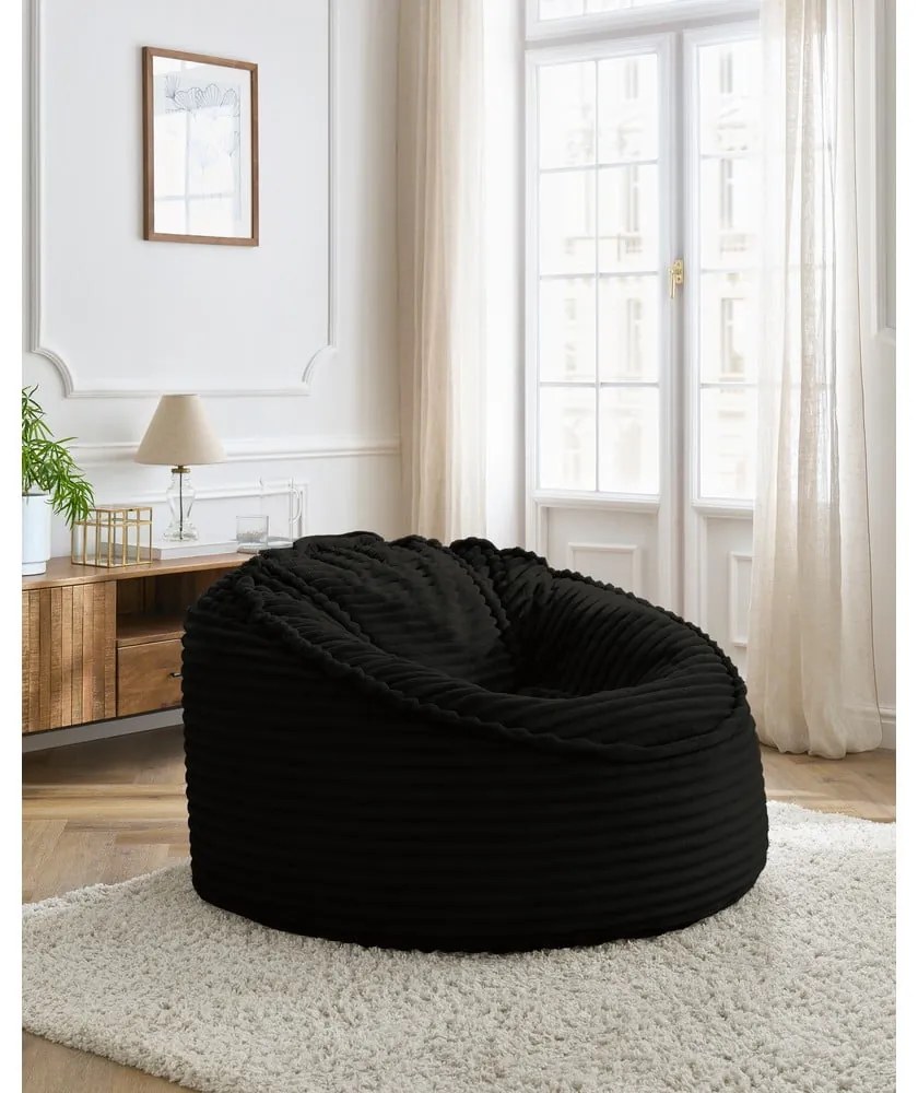 Czarny sztruksowy worek do siedzenia Socrate – Bobochic Paris