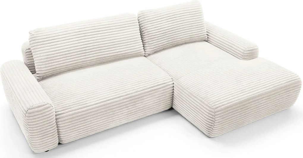 Sztruksowa kanapa narożna z funkcją spania ecru H1-F87