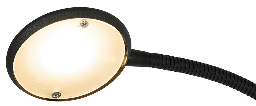 Lampa stojąca czarna w tym LED i ściemniacz z lampką do czytania - Fez Retro Oswietlenie wewnetrzne