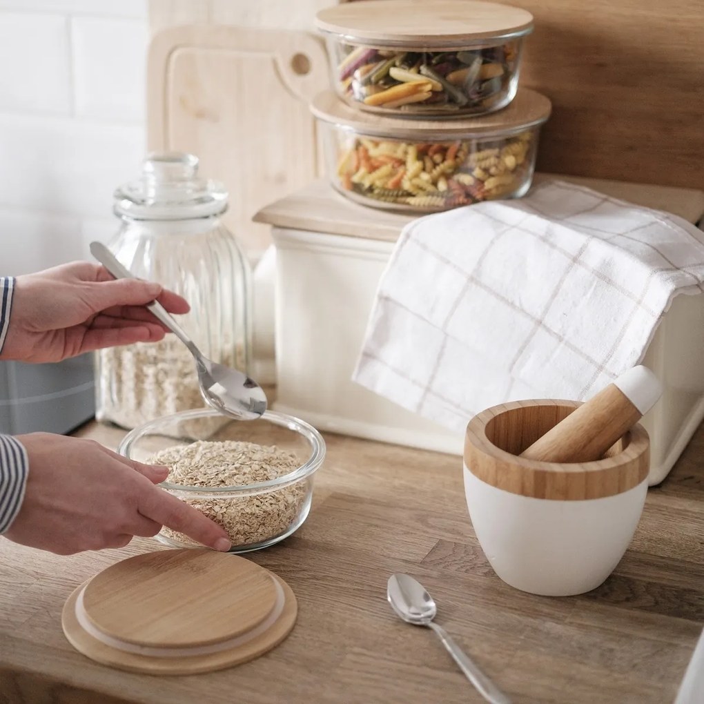 Florina Pojemnik szklany z bambusową pokrywką Clavato, 390 ml, S
