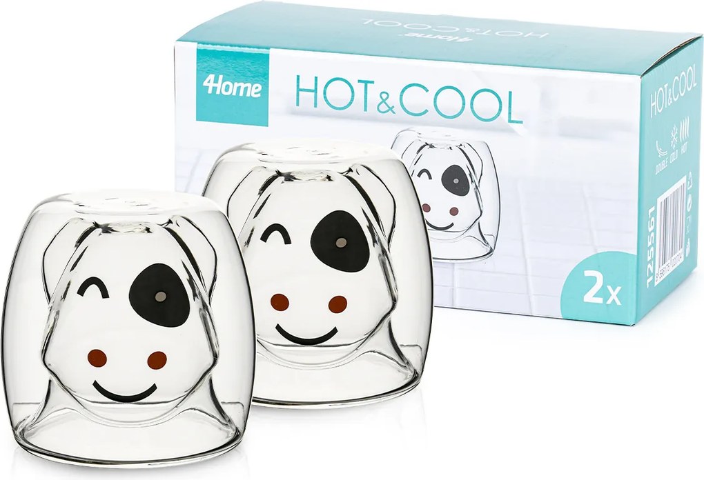 4Home Szklanka termiczna Hot&Cool Happy Cow 210 ml, 2 szt.