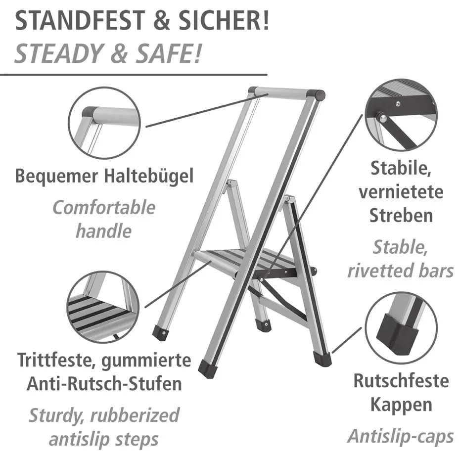 Metalowa drabina 74 cm Alu-Design – Wenko
