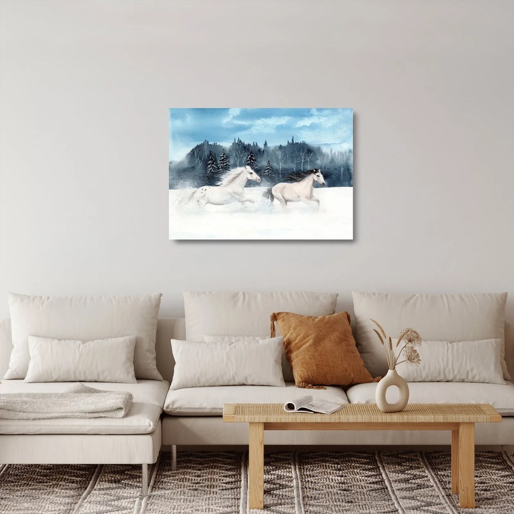 Obraz na szkle malowanych koni (70x50 cm)