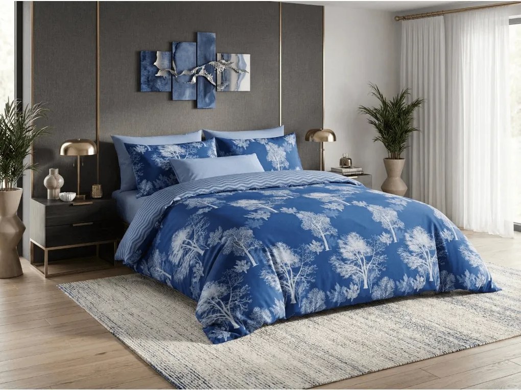 PrzytulneMieszkanie.pl PrzytulneMieszkanie.pl Bawełniana pościel CALMYRA niebieska Rozmiar pościeli: 70 x 90 cm | 140 x 200 cm