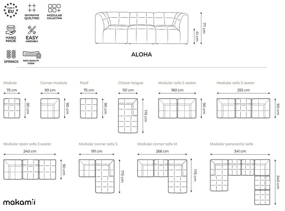 Beżowa aksamitna sofa 180 cm Aloha – Makamii