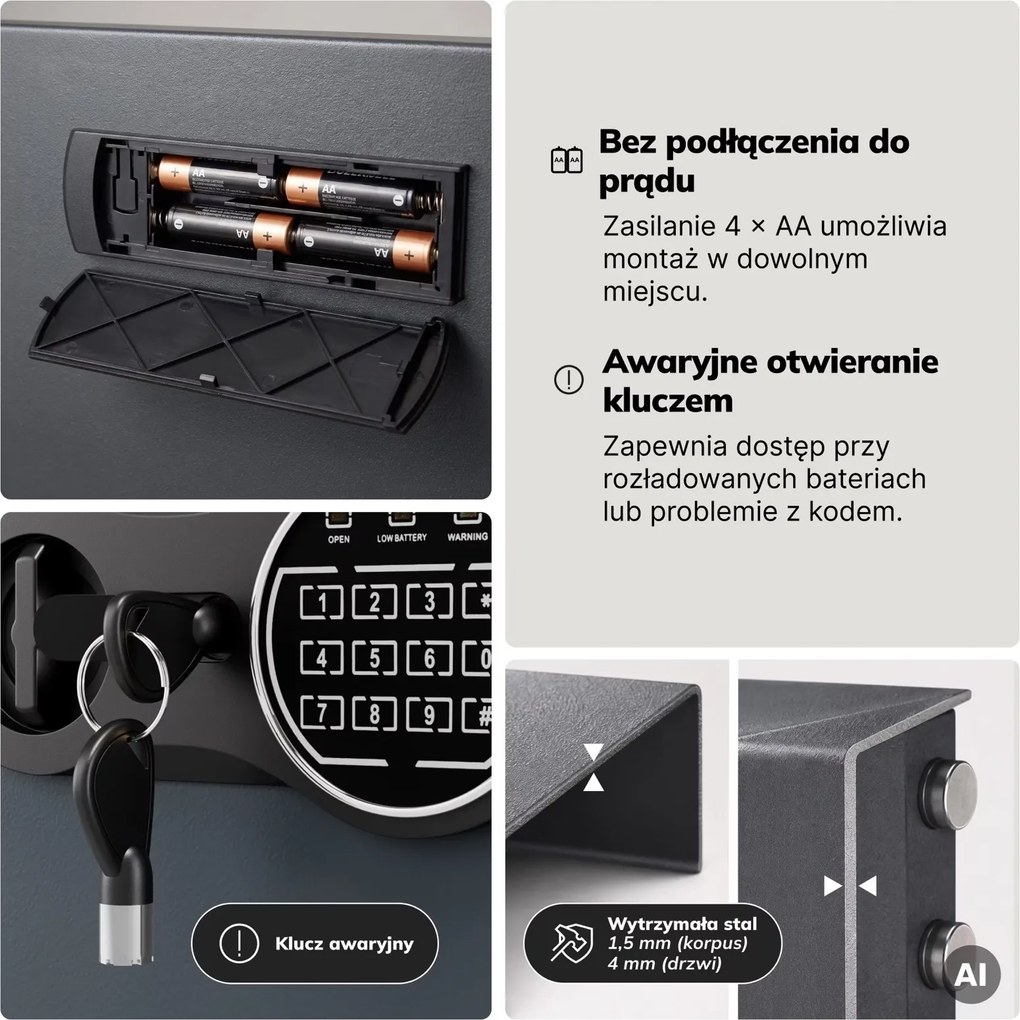 Sejf na klucze z wrzutnią elektroniczny Bruce