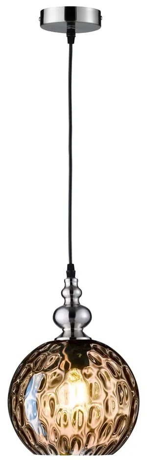 Brązowa lampa wisząca ze szklanym kloszem Uller – Fischer &amp; Honsel