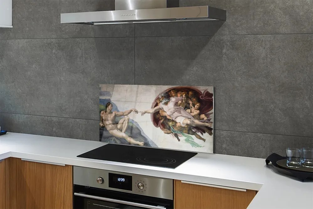 Panel szklany do Kuchni Stworzenie Adama - Michał Anioł