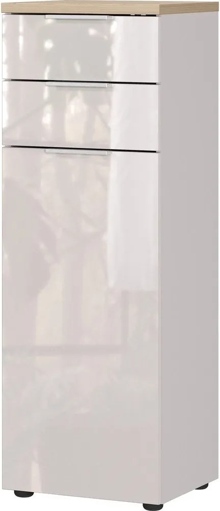 Kremowa wysoka/wąska szafka łazienkowa z połyskiem 39x112 cm Tavira – Germania