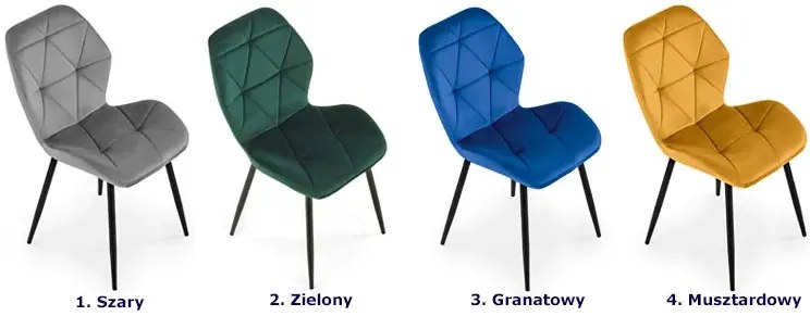 Granatowe pikowane krzesło welurowe - Morina
