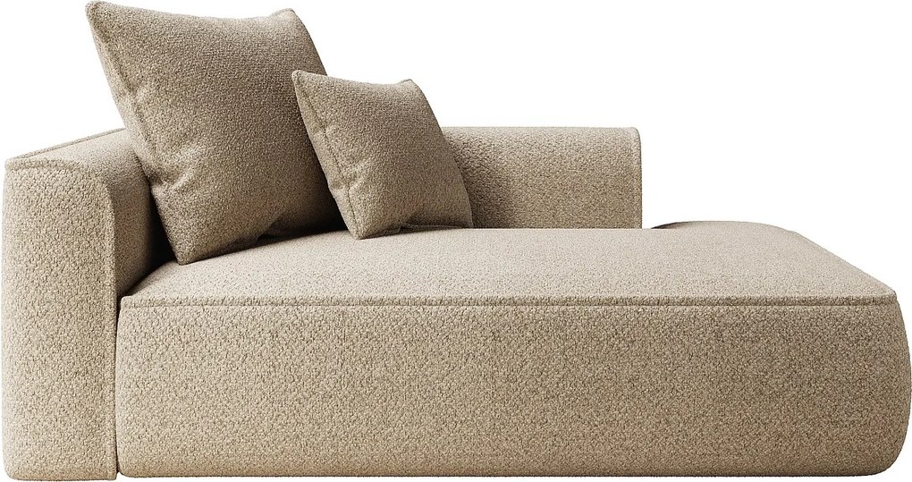 Szezlong prosty z tkaniny szenilowej w kolorze taupe PINETA