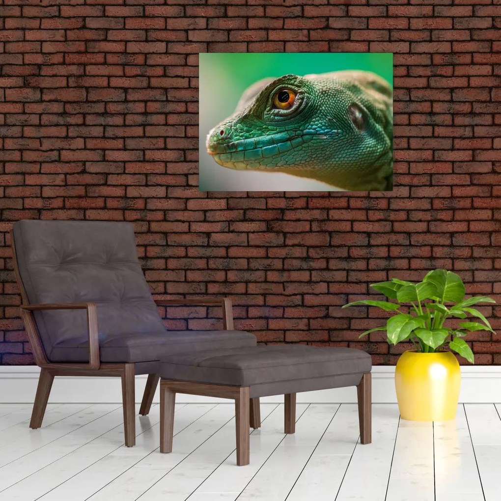 Obraz na szkle - szczegółowy obraz jaszczurki (70x50 cm)