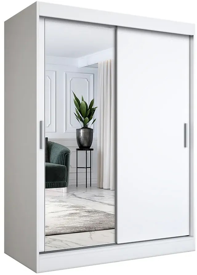 Biała szafa przesuwna z lustrem 150 cm - Seko 4X