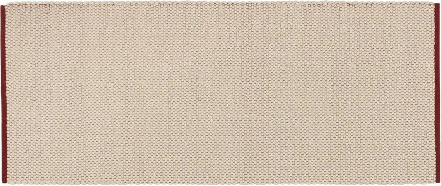 Czerwony/beżowy wełniany chodnik tkany ręcznie 80x170 cm Lenu – noo.ma
