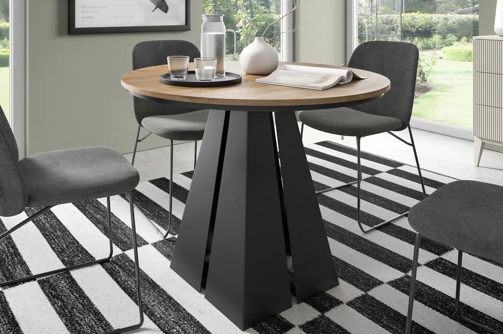 Industrialny stół rozkładany Fuego 100-176 cm z obręczą