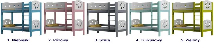 Szare piętrowe łóżko z materacami w komplecie M9-M13