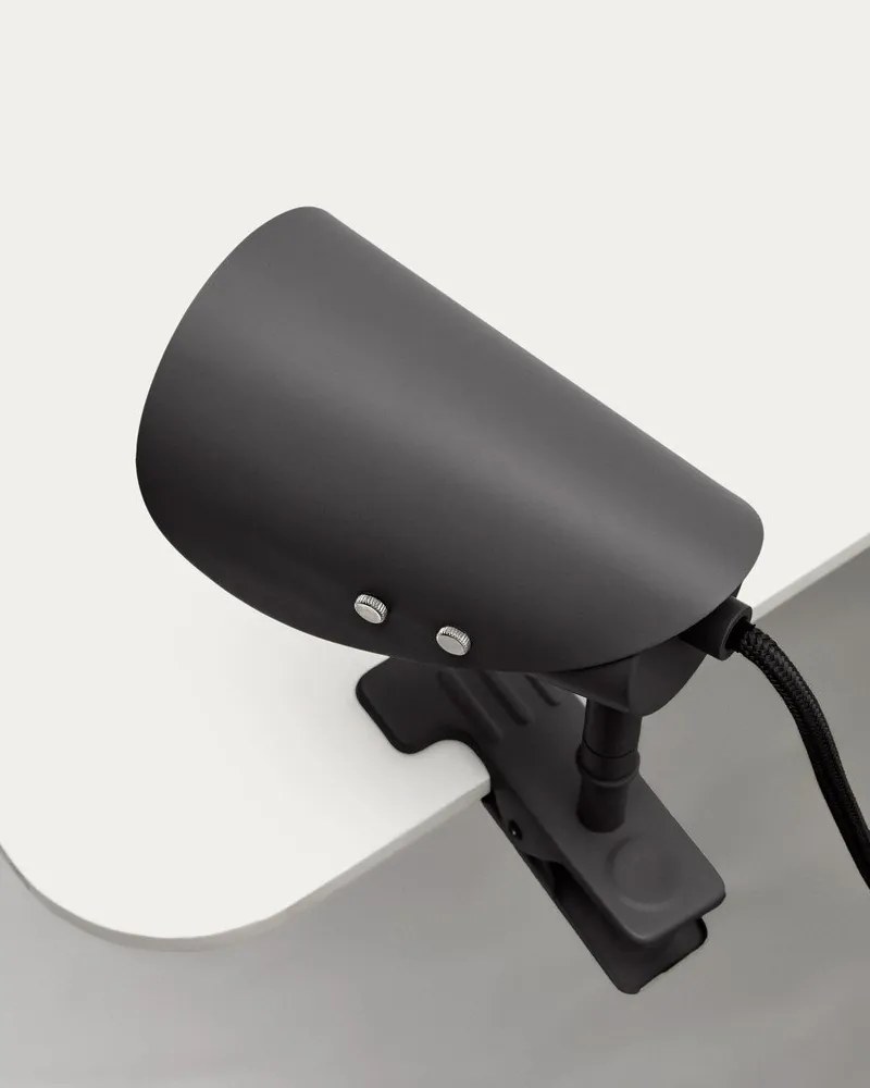 Czarna metalowa lampa stołowa z klipsem (wysokość 16 cm) Jula – Kave Home