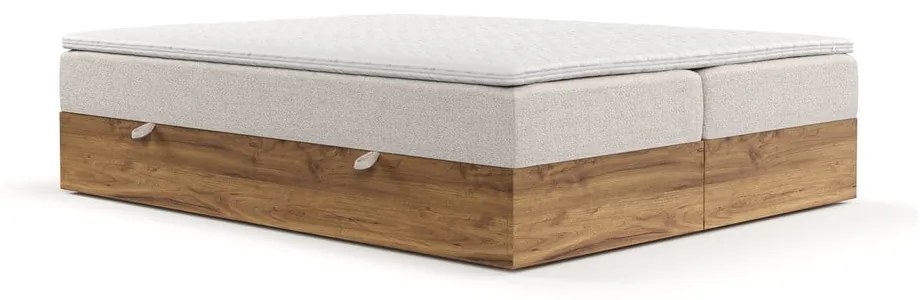 Beżowo-naturalne łóżko boxspring ze schowkiem 180x200 cm Faro – Maison de Rêve