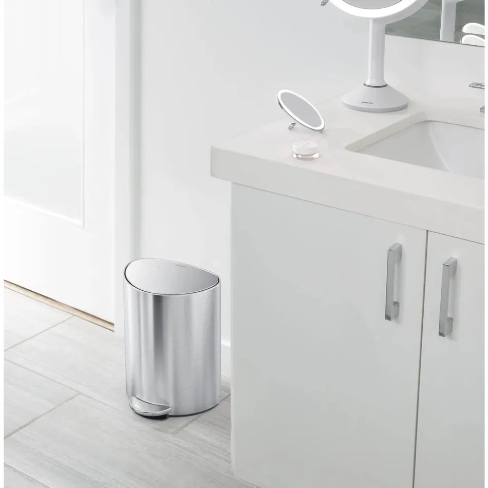 Simplehuman Kosz na śmieci z pedałem 6 l,półokrągły, matowa stal nierdzewna, plastik